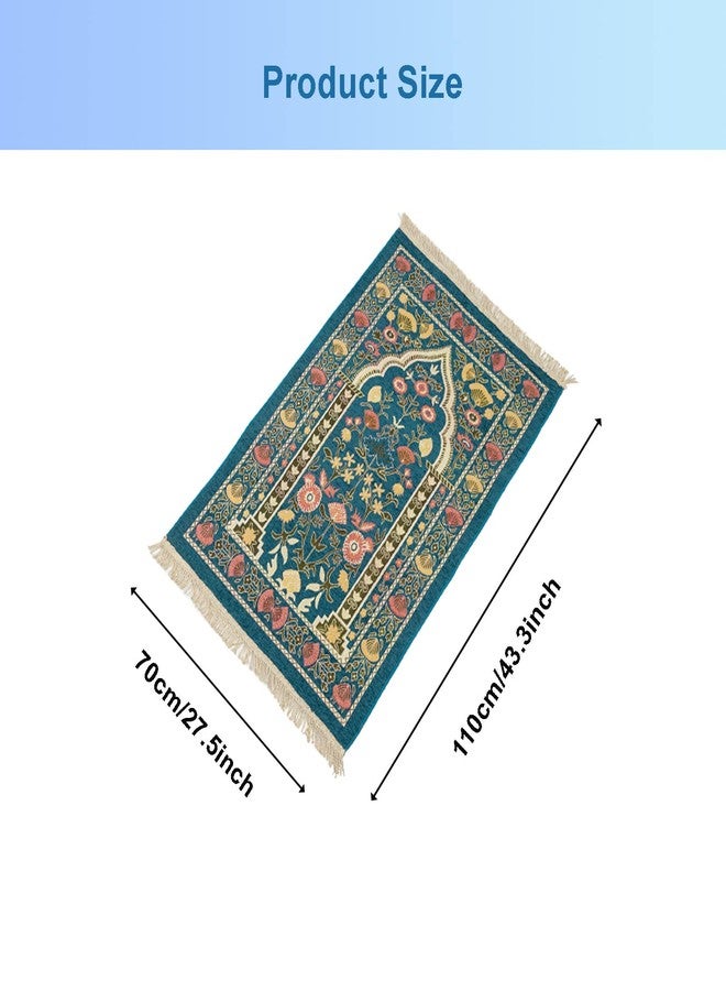 Ragyzity Muslim Prayer Rug, Travel Prayer Mat, Portable Foldable Islamic Rug, Thin Woven Polyester Praying Mat for Men Women, 110x70cm (Blue) - Image 5